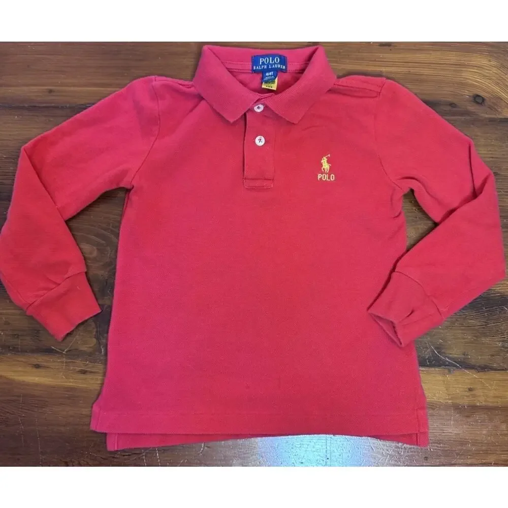 Polo Ralph Lauren Long sleeve Red Polo Toddler Size 4-4T